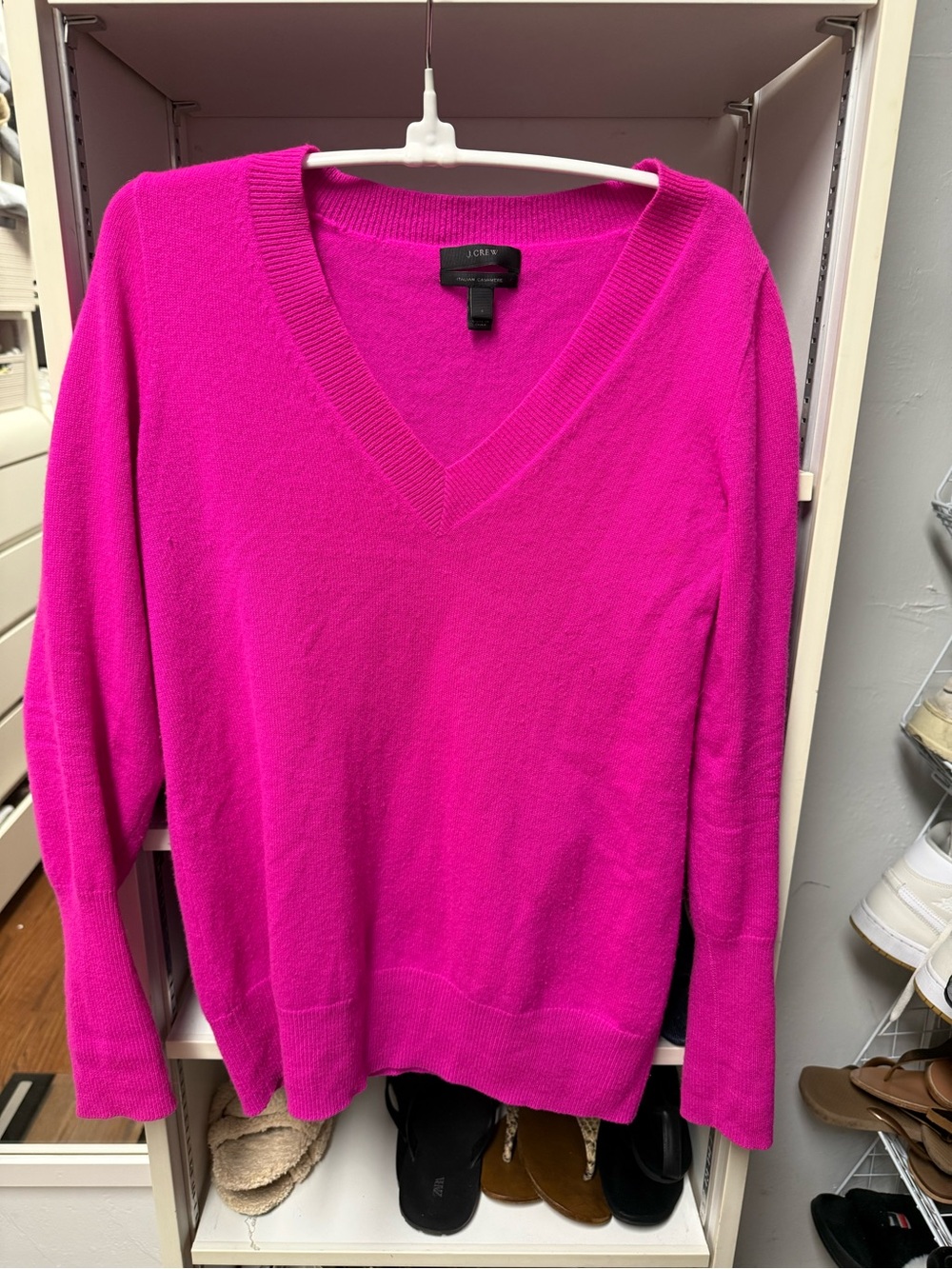 J. Crew Women's V-Neck Sweater in Hot Pink